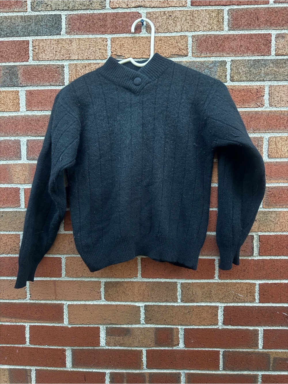Lauren Cole Petites Vintage Black Lambswool Angora Mock Neck Sweater Size S
